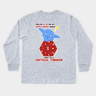 I rolled a 20 on my intelligence check; now I'm a critical thinker //d20 // Goblin Kids Long Sleeve T-Shirt